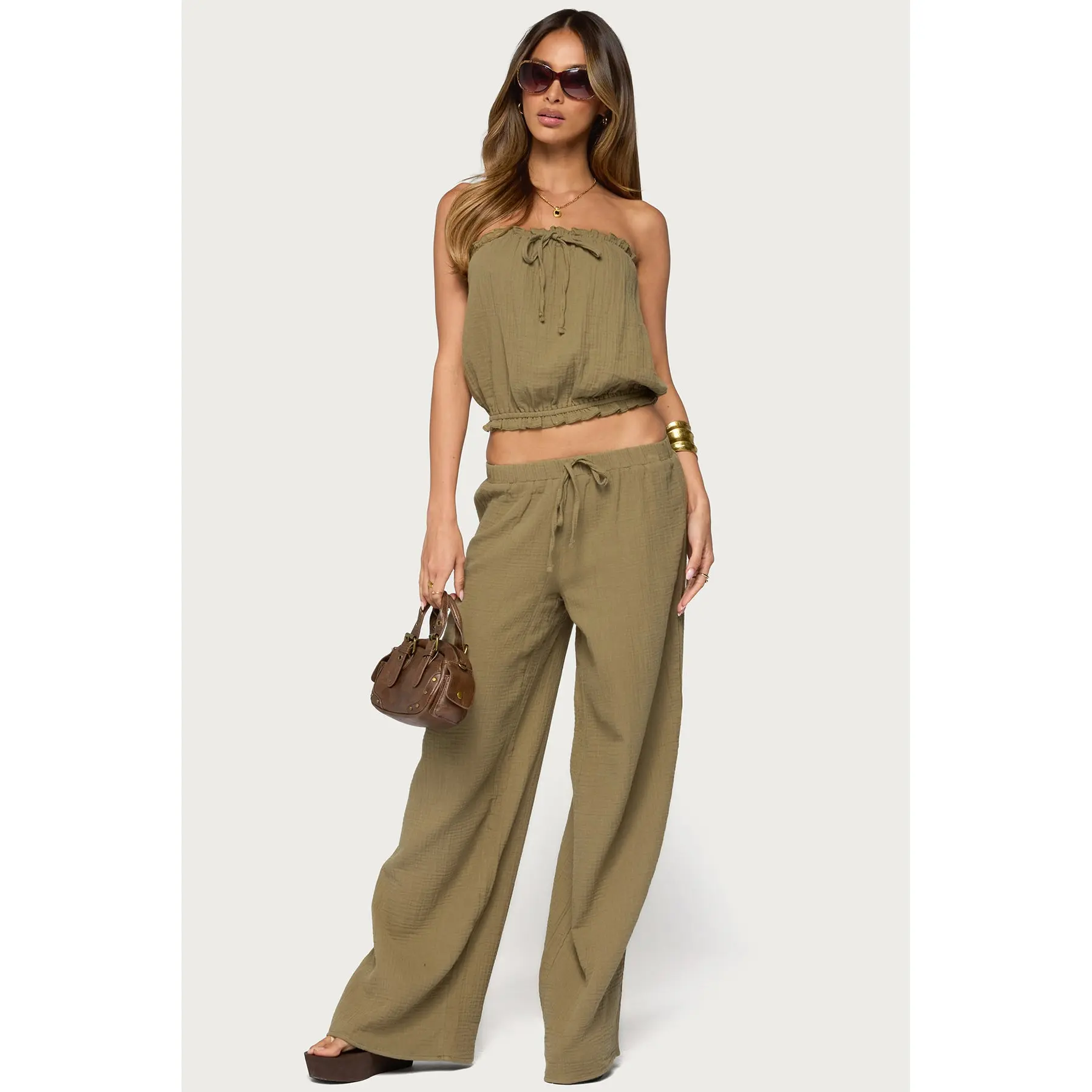 Viktoria Wide Leg Gauze Pants