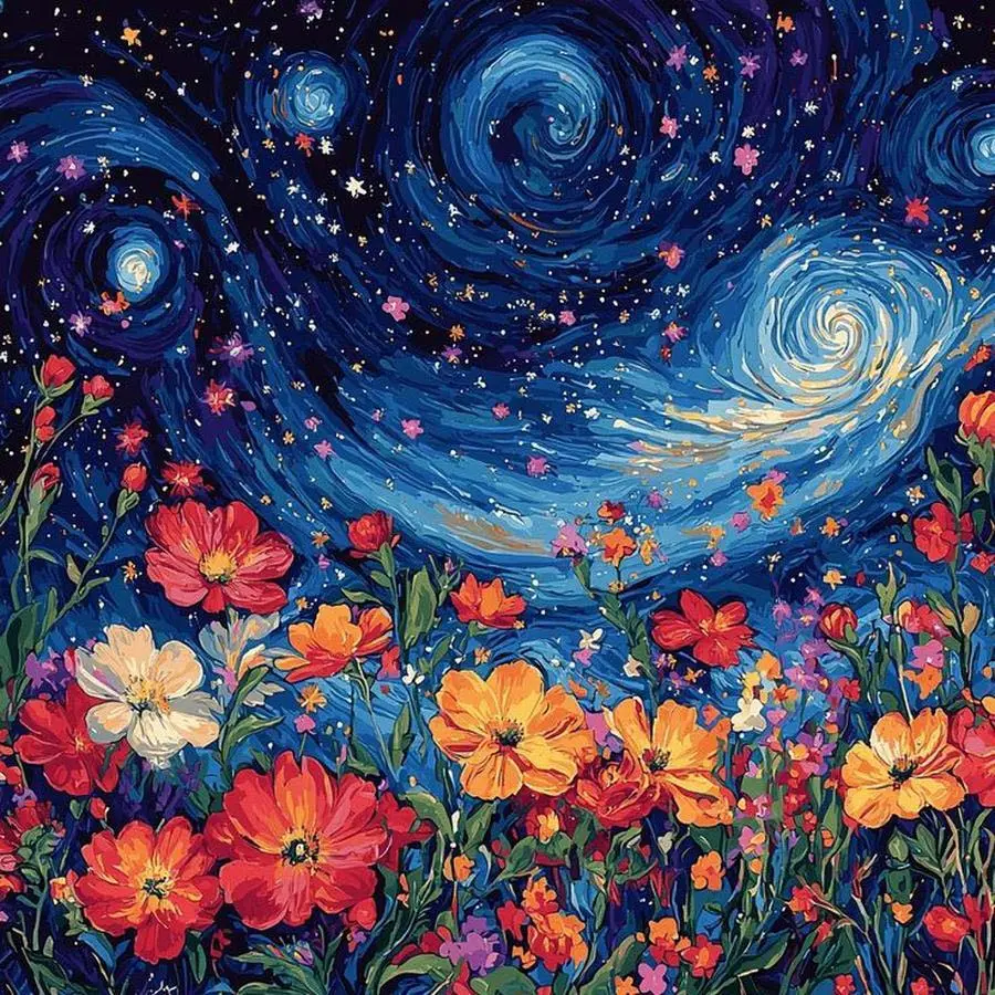 1pcs 5D DIY handmade diamond painting kit, 5D diamond art set, DIY decoration, starry sky, flower sea, whirlpool diamond painting kit full round drill DIY, mosaic, diamond art, DIY art home decor, suitable for Halloween and Christmas, Handicraft.
