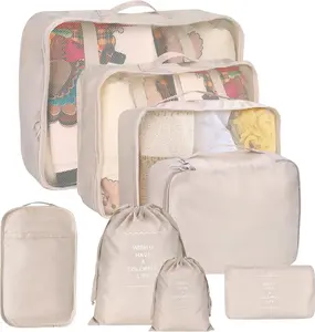 8 Set Packing Cubes for Suitcases, Travel Luggage Packing Organizers  Compression Storage Shoe Bag, Clothing Underwear Bag, for Man & Women