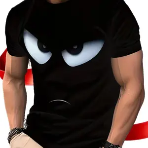 Men's Anime-Eye Graphic Cotton Tee - 100% Premium Pure Cotton, Classic Fit, Perfect for Anime Fans & Everyday Wear