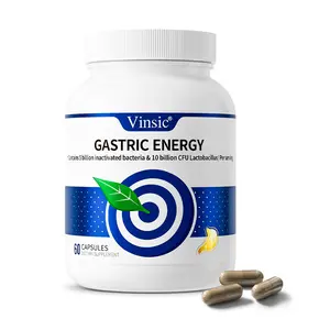 Vinsic Gastric Energy Probiotics 15 Billion CFU Patented Pylopass Probiotic Lactobacillus Reuteri DSM 17648 Supplement Organic Prebiotics Support Immune Digestive Gut Health Non-GMO & Gluten Free 60 Enteric-coated Capsules(1-Month Supply)
