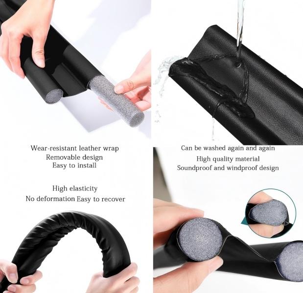 96cm Black Twin Door Draft Stopper, Cuttable Washable Under Door Noise Blocker, Windproof Dustproof Door Bottom Seal Strip, Party Gift Home Accessory