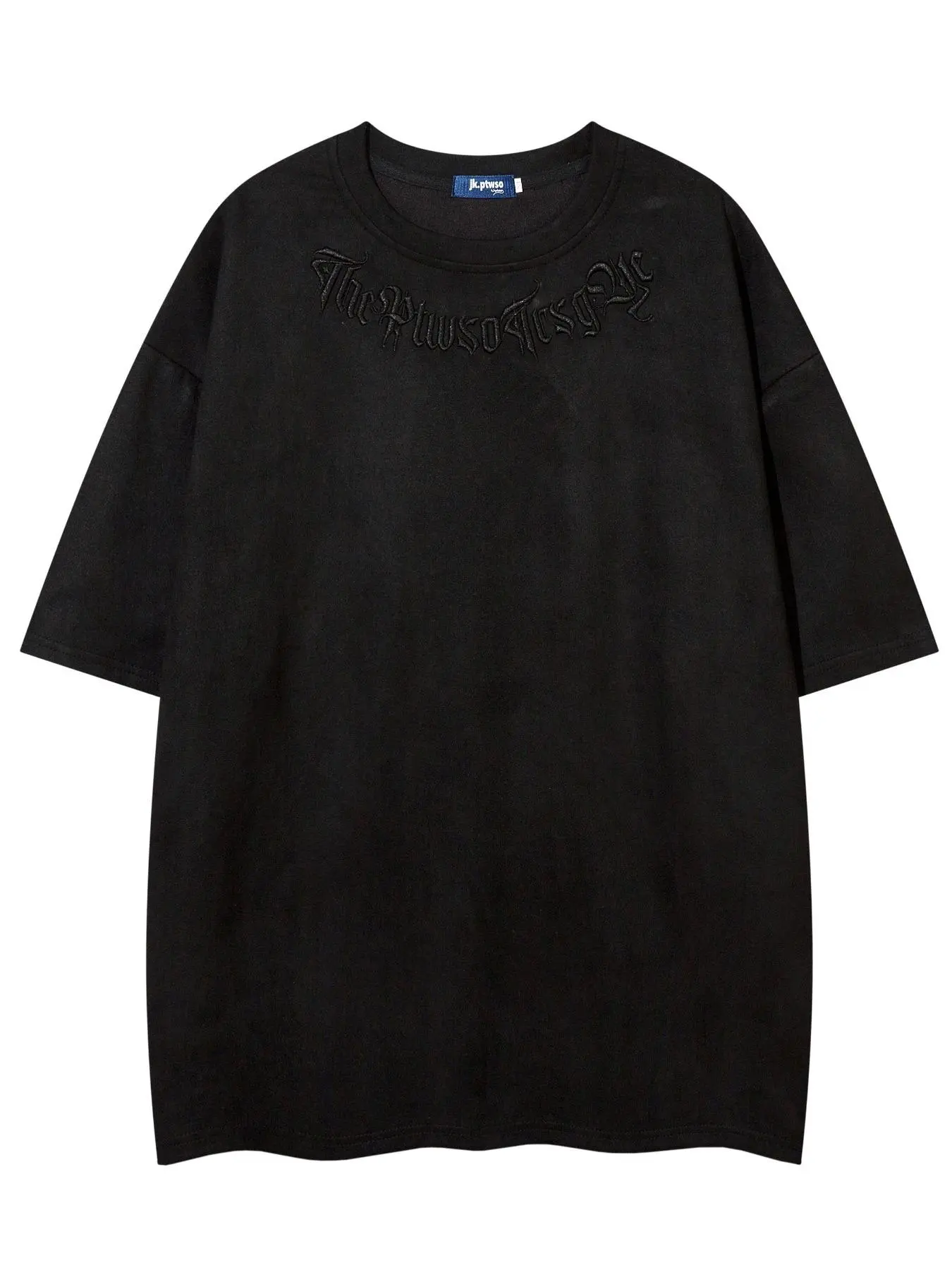 Men's Embroidery Drop Shoulder Tee, Loose Casual Fashion Streetwear Soft Comfy Round Neck Half Sleeve T-shirt for Summer, Menswear for Daily Wear, Tops