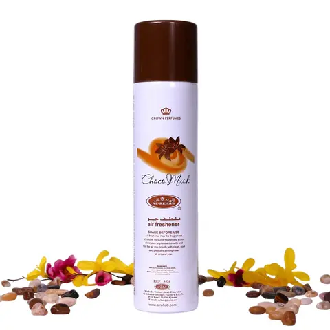 Al Rehab Choco Musk Air Freshener Spray, 10.14 oz (300ml) Chocolate-Musky Scent Room Spray, Multi-Purpose Household Fragrance Bottle for Home Care Supplies
