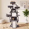 PurrFest 70 Inches Cat Tree House with Condo Scratching Post Multi-Level Towers for Cats Warm Stable Solid Design