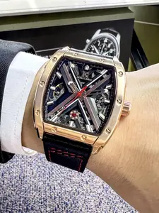 Men's Street Trend Rectangle Dial Mechanical Watch, Fashion X Design Watch for Party, Daily Decor, Trendy All-match & Exquisite Watch for Birthday Gift, Mechanical Style Watches