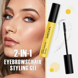 2-in-1 Brow Gel & Edge Control, Strong Hold Styling Eyebrow Gel and Hair Mascara for Flyaways and Frizz with Castor Oil, Sweat-Resistant with Quick Dry, Clear Finish Eyebrow Gel Makeup