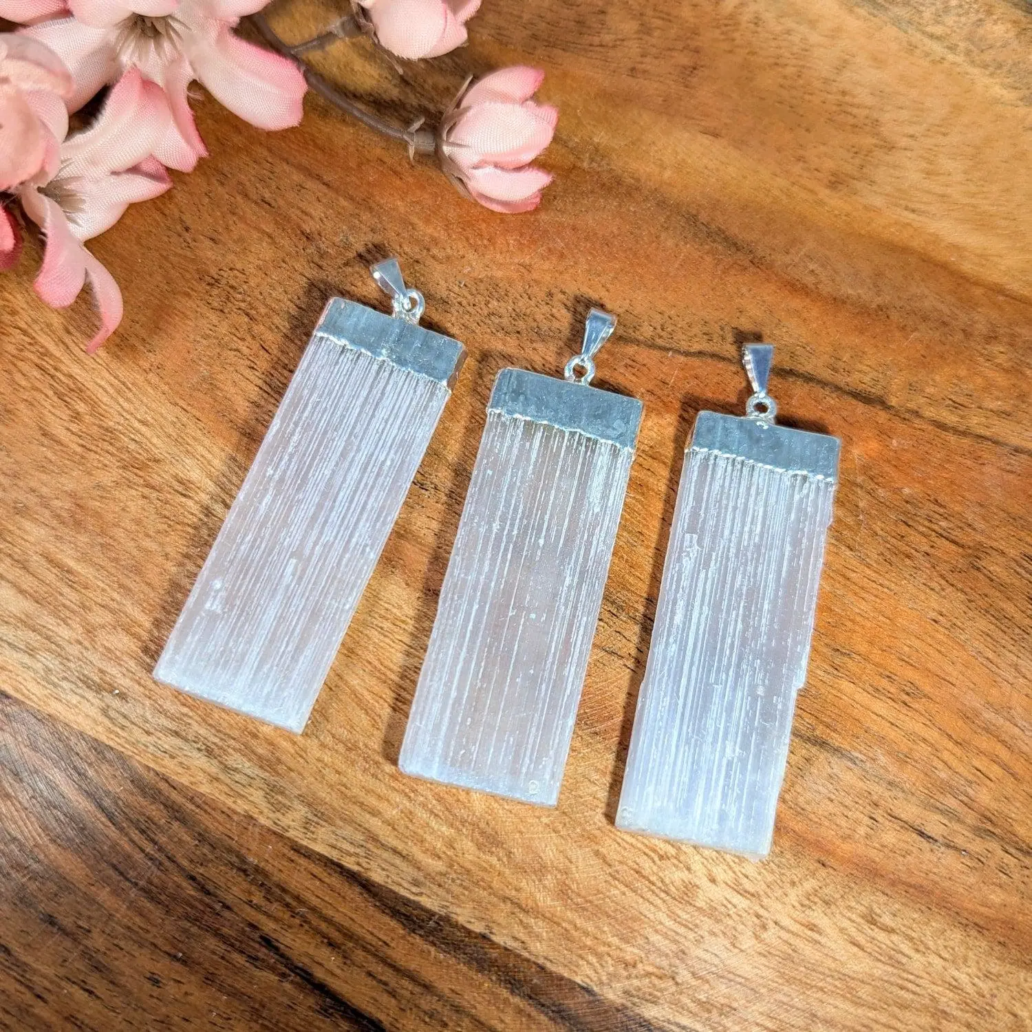 Selenite Blade Electroplate Pendant