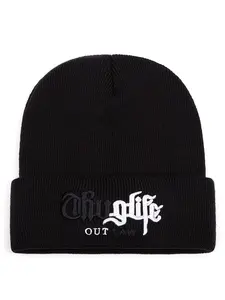 2026 New Fashion Creative Knitted Hat Riot Color blocked Embroidered Boundless Hat Street Hip Hop Hat Autumn Winter Outdoor Leisure Windproof Warm Hat Daily Commuting Decorative Hat Male Female Same Style Bean Hat
