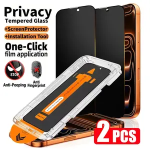 2-Pack Privacy Tempered Glass Screen Protector Kit, Auto Alignment, Compatible with iPhone 17 Pro Max/17 Air/16 Series, Full Coverage