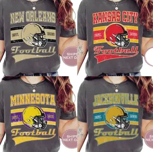 Retro All Team Football T-shirt, Vintage Sports Graphic Tee, Classic Streetwear Outfit, Comfortable Daily Wear, Great Gift For Football Fans