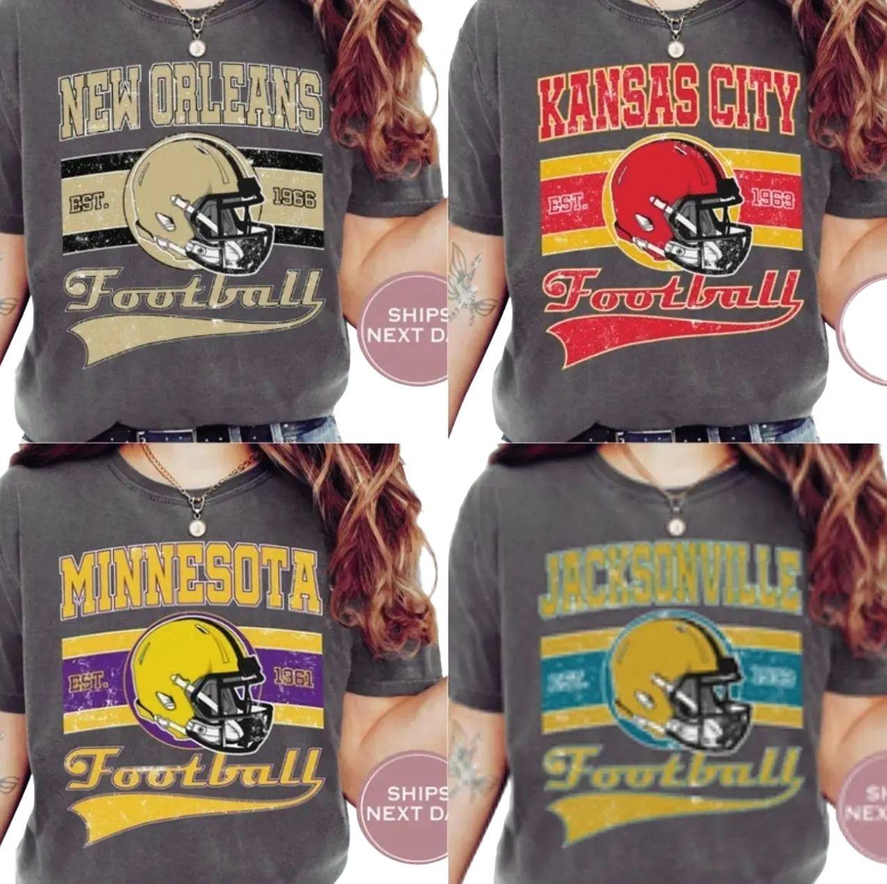 Retro All Team Football T-shirt, Vintage Sports Graphic Tee, Classic Streetwear Outfit, Comfortable Daily Wear, Great Gift For Football Fans