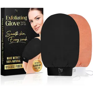Kessa Hammam Deep  Glove 2 count - Korean  Mitt for Shower Ideal for  Remover,  & Self-Tanning to Improve  Tone Made with   Viscose