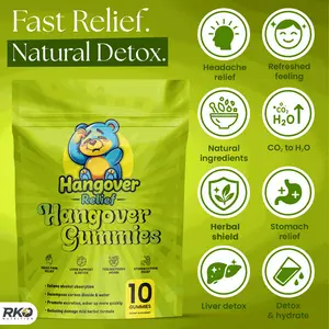 Hangover Relief Gummies – Detox & Liver Support – Fast Recovery,Headache & Stomach Relief – Feel Fresh with Natural Powerful Ingredients Fight Fatigue