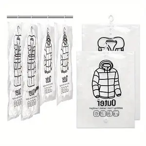 Hanging Organizer Vacuum Seal Storage Bag, for Clothes Storage Bag with Hanger, Space Saving Wardrobe Compressed Bag