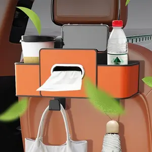 Car Back Seat Hanging Storage Box, Car Backseat Organizer, Headrest Rear Organizer, Console Armrest Paper Towel Holder, 2 Cup Holders, Durable Plastic, Travel Essentials