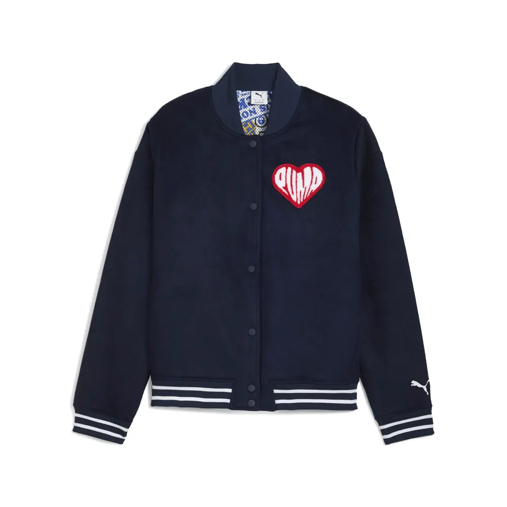 PUMA Mens Hooperhotline Varsity Button Down Jacket Athletic Outerwear Casual - Blue