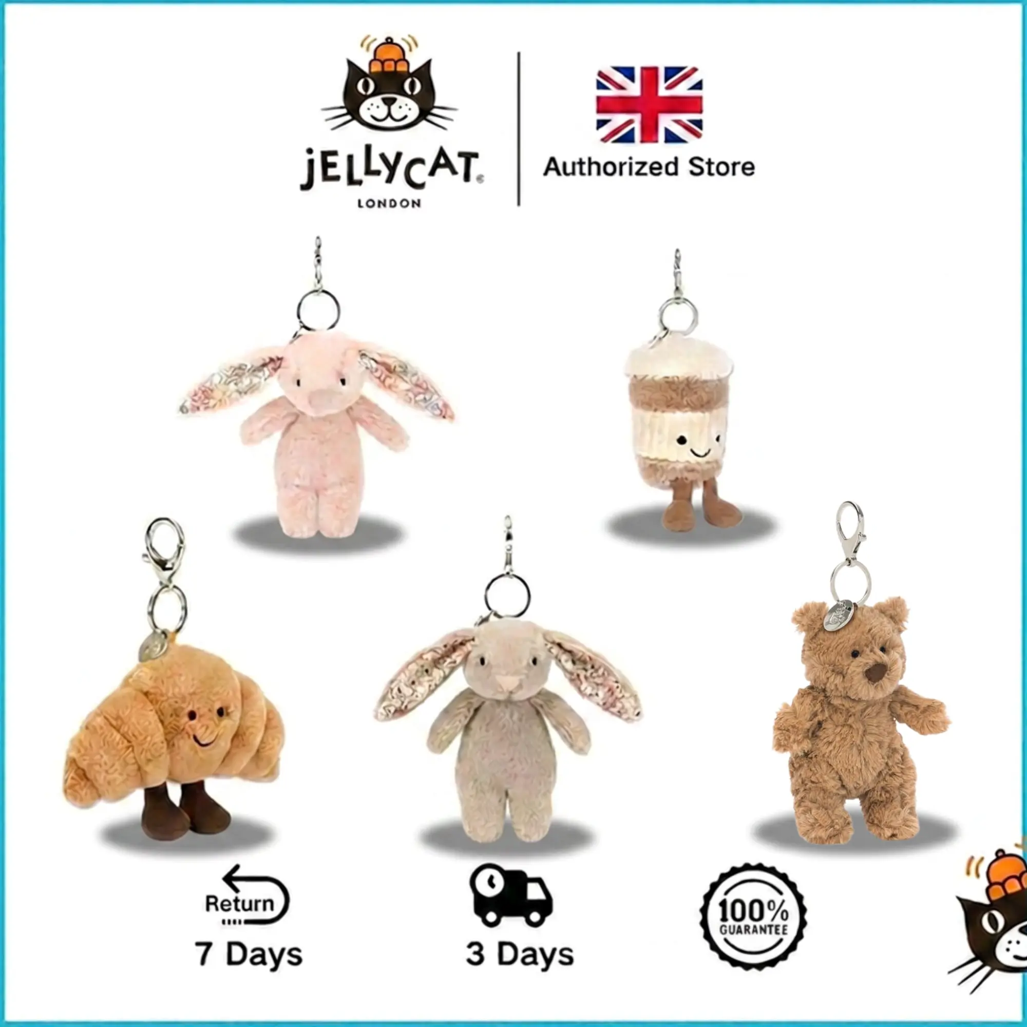 Authentic JellyCat keychain, super cute and soft.