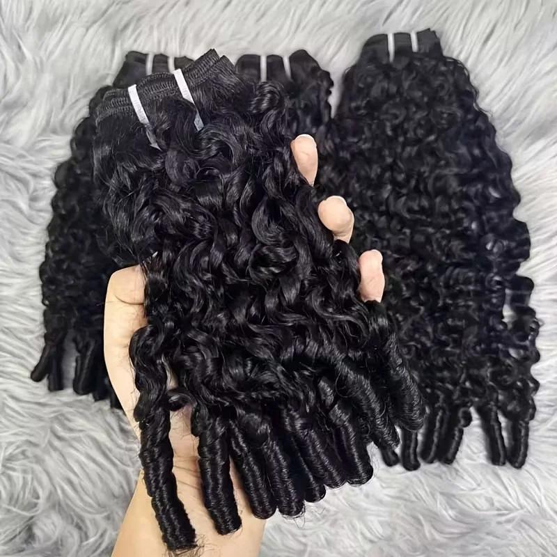 Bling Hair Burmese Curly Miracle Knots Crochet Human Hair Kinky Curly Raw Hair Weave Bundles Double Drawn Vietnamese Hair Extension For Black Women