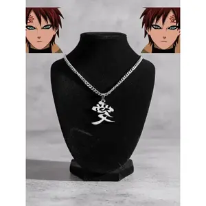 Anime Kanji Chain Stainless Steel Gaara Demon Slayer Japanese Streetwear Jewelry - Love Symbol Charms Necklace for Naruto Fans