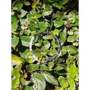 Iolite, Clear Quartz, Hematite Crystal Chip Bead Anklet
