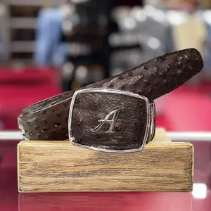 Men's Brown Ostrich Cowboy Belt