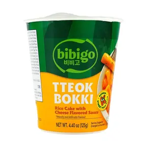 Bibigo Korean Cheese Tteokbokki Cup - Instant Microwaveable Rice Cakes, 125g - Authentic Spicy Korean Snack