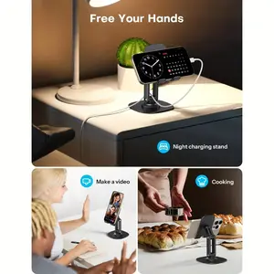 Adjustable Folding Phone Stand, 360-Degree Rotating Phone Holder for iPhone 17 16 15 14 13 Pro Max, Clip-On Mount, Metal Base, PP Material