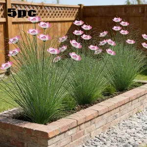 5pcs Outdoor Artificial Decorative Grass Flowers, Nordic Style Home Decor, Suitable for Family, Garden, Terrace, Hotel Decoration