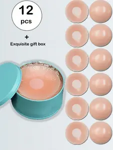 12 PCS Nipple Covers For Women, Reusable Nipple Coverings, Nipple Pasties, Boob Pasties, Reusable Silicone Adhesive Invisible Pasty Nipple Covers For Women With Travel Box