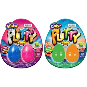 Glitter, Neon Colored, & Glow in The Dark Slime Putty Egg (2 Pack, 2 Eggs Each) - Stretchy Sensory Putty for Kids, Stress Relief Toy, Mini Slime Party Favors. 5052-2s