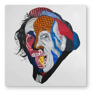212 MAIN Abstract Albert Einstein Aluminium Photo Wall Art, 16x16 in. Vibrant Metal Print - Retro Shapes Decor for Room Home Decoration