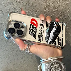 Hot Anime Initials D Phone Case for iPhone 16 15 14 13 12 11 Pro Max XR Xsmax 8 261 Plus, Anti-Drop Transparent Soft Cover