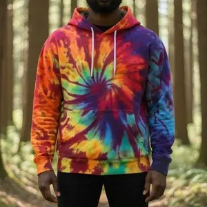 Rainbow Spiral Tie-Dye Pullover Hoodie - Unique Handcrafted Design with Vibrant Pattern for Handmade Clothing Lovers