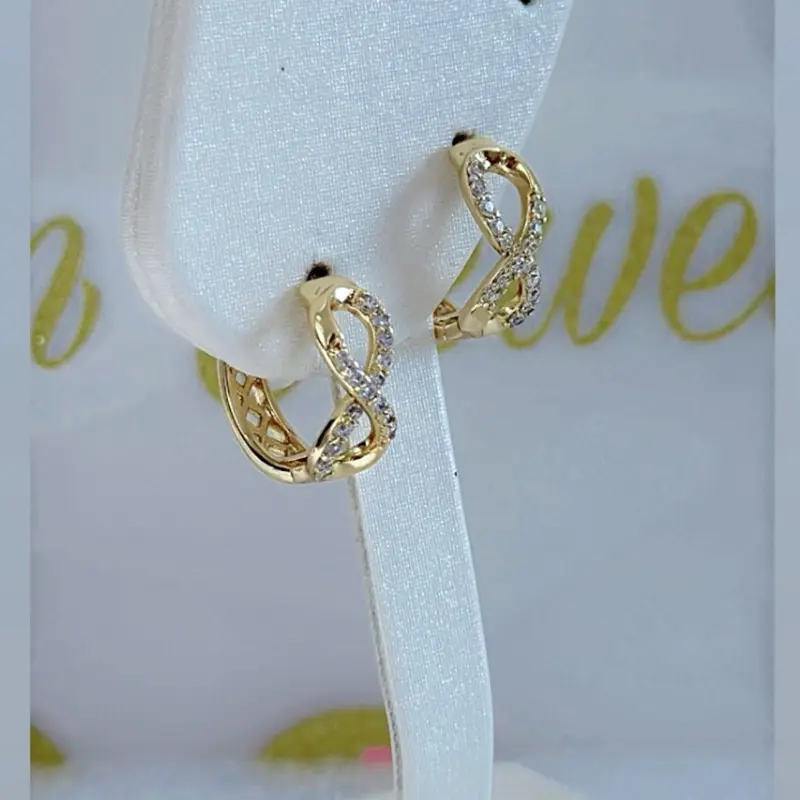 Infinity Hoop Earrings #01210-14k Laminated Gold Hypoallergenic 3 Layers Protection High Quality Daily Use