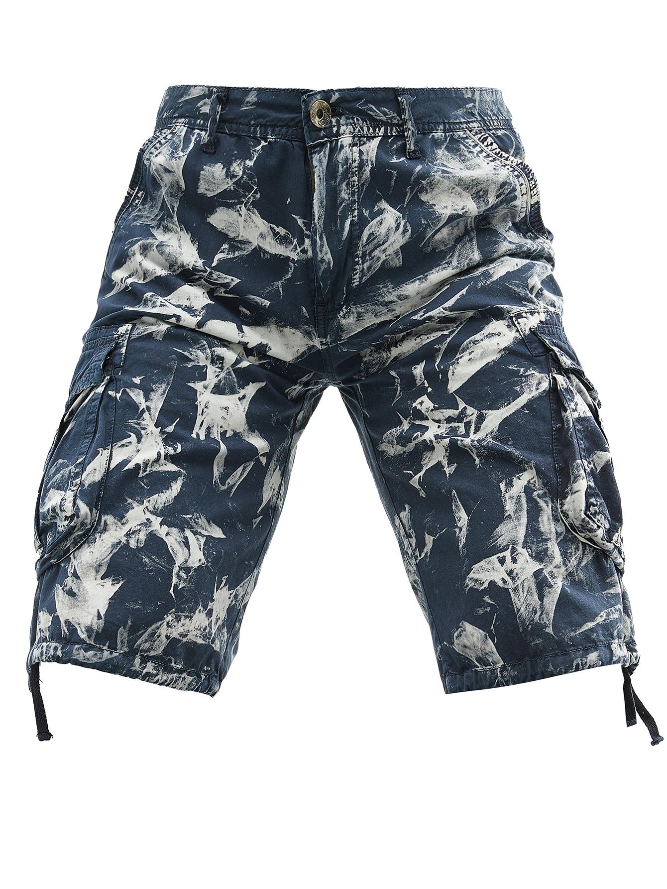 Men's 100% Cotton Cargo Shorts Vintage Washed Tie-Dye Casual Streetwear Flap Pockets with Large Capacity Storage, Summer Daily Wear Outdoor Activities Travel Vacation Hiking Urban Fashion