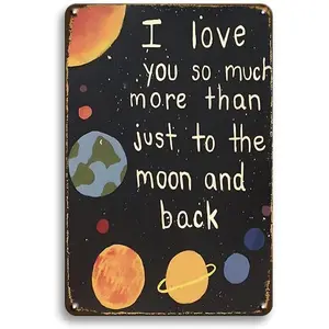 Bedroom Room Decor Metal Tin Signs Decorations Gifts Outer Galaxy Space for Boys Kids Toddlers