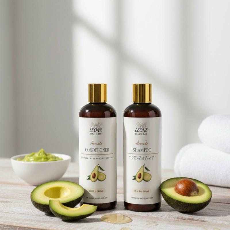 Leone Beauté Bar Avocado Shampoo & Conditioner set With Rice Protein & Vitamin E 10.14 Fl Oz 300ml Hydrate Moisturize Moisture Hydrating