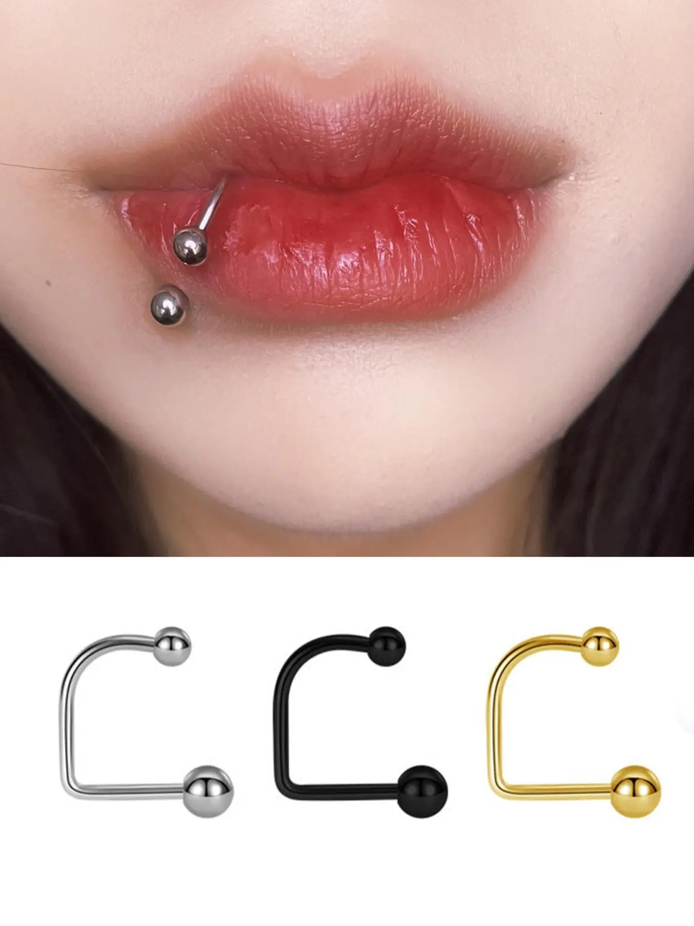 Unisex Punk Style Streets Style Lip Piercing Jewelry, 3pcs/set Street Trendy Minimalist Design Vintage Lip Rings, Lip Accessories, Chic Retro Body Jewelry, Body Piercings for Party Decor
