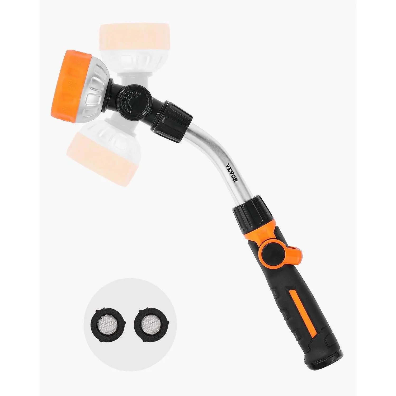 【summerfinds】Heavy Duty Garden Hose Wand 15-Inch Long with 8 Spray Patterns & 180° Swivel Head