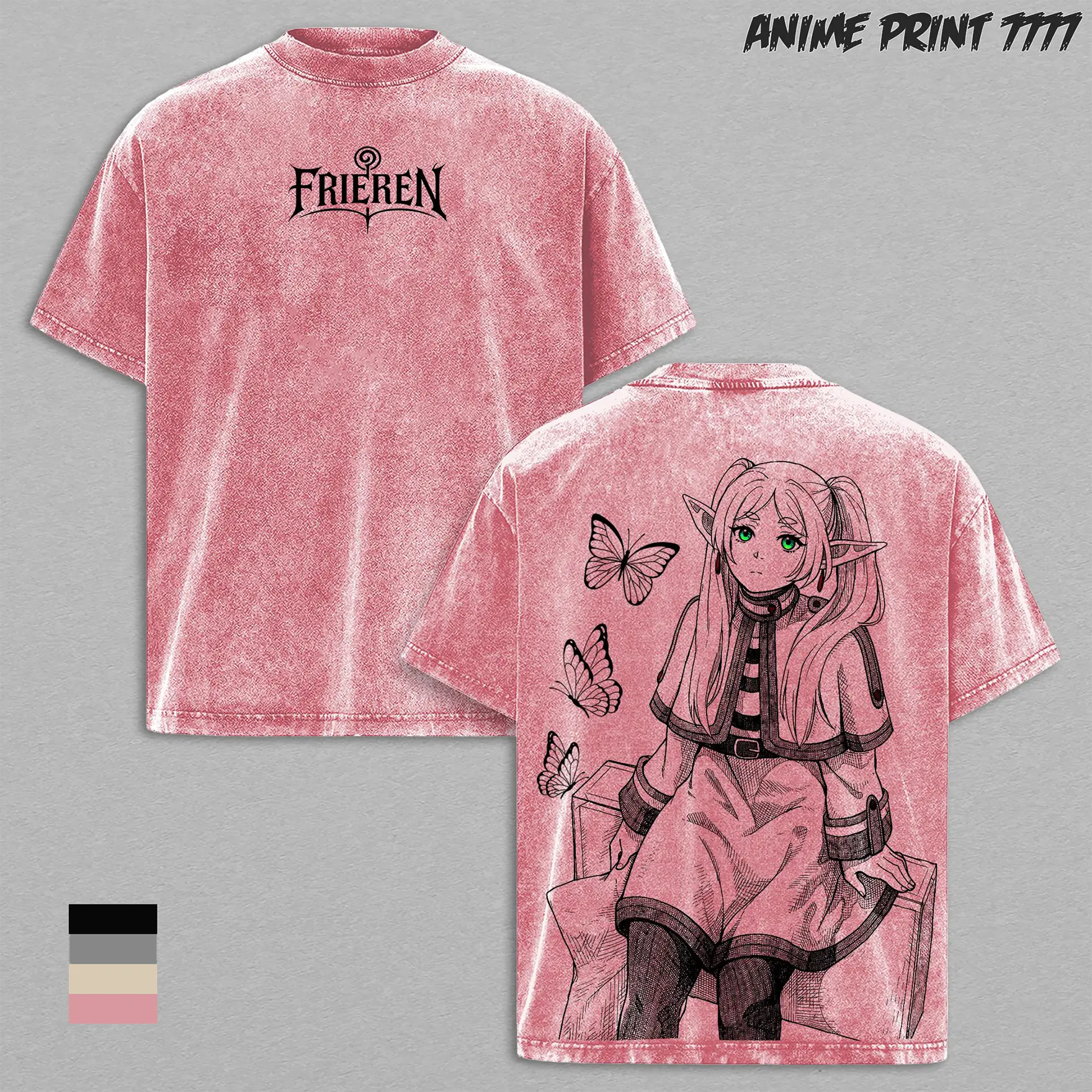 Frieren T-Shirt – Sousou no Frieren Vintage Washed Oversized Graphic Tee, Anime Streetwear Casual, Heavy Cotton Unisex Top, Frieren Beyond Journey's End Shirt, Gift for Anime Fans