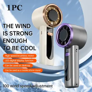 Portable Leafless Mini Fan, Rechargeable Handheld Cooling Fan, Large Battery Long Lasting, Safe Blade, LED Display Fan, Easy Carry, Ideal for School Office Library Outdoor Camping, Portable Bladeless Fan