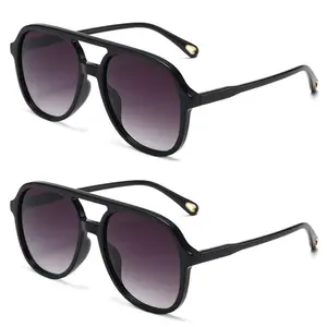 SUNVOES 2 Pack Sunglasses for Women Men - UV400 Protection Mens Womens Sunglasses, 70s Retro Trendy Square Aviators