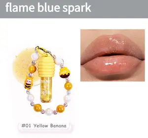 Honey Lip Oil - Professional Lip Care with Keychain in Yellow, Pink & Orange - Portable with Non-Sticky Formula, Long-Lasting Shine - Moisturizing Hydrating Jelly Texture, Soft Lips