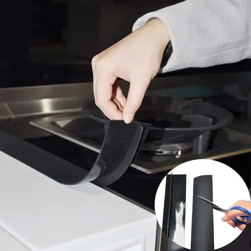 Silicone Stove Seal 2 Counts Waterproof Heat Resistant Countertop Stove Cover Dustproof Kitchen Oil Gas Slit Filler counter gap filler