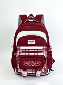 Girls' backpack with high appearance, new multi-layer checkered backpack with large capacity and lightweight design