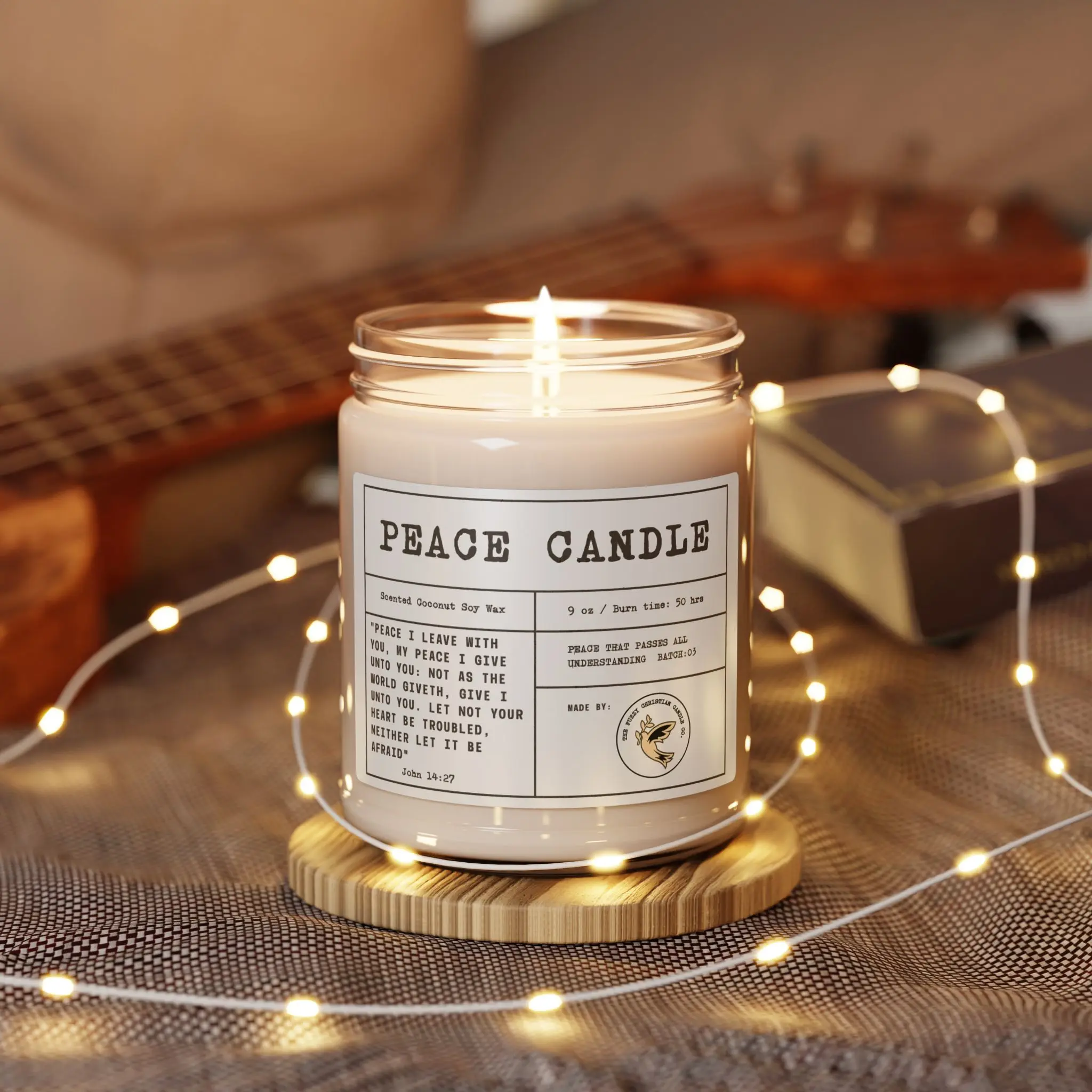Peace Scented Soy Candle – Relaxing Christian Candle – Bible Verse Inspired – Faith-Based Aromatherapy Gift – Calming Home Decor