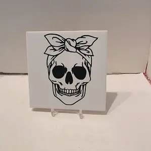 Female Skull Ceramic Tile Coaster Tableware Customized
