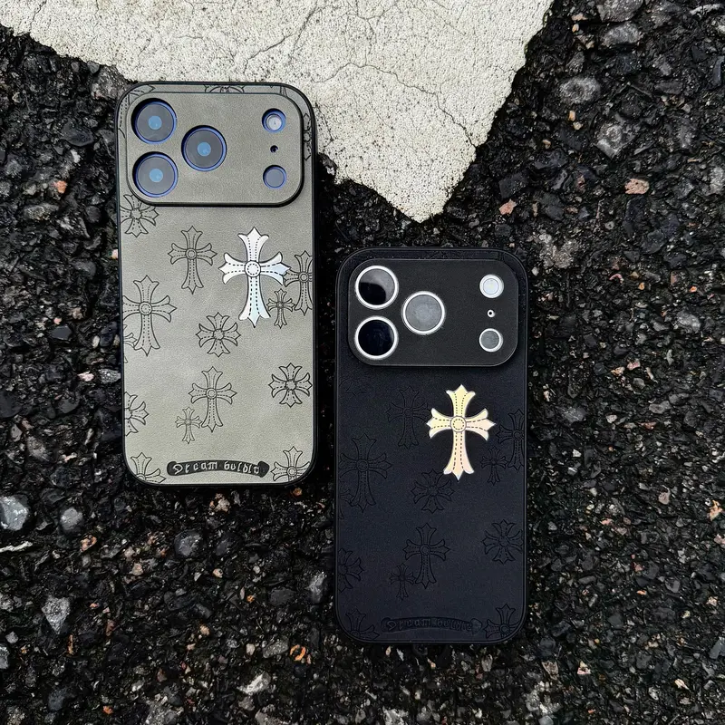 Gradient-Colored Cross-Stitch Leather Shockproof iPhone Case - Durable Protector for iPhone 17 Pro/17/16/15/14/13 Pro Max/13/12/11, Chic High-End Accessory for Men, Protection-Focused Perfect Gift, Iphone13promax