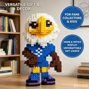 Eagle Mascot Micro Bricks Set - Mini Building Blocks 3D Puzzle for Adults & Kids, DIY Collectible Action Figure Toy, Desk Decor